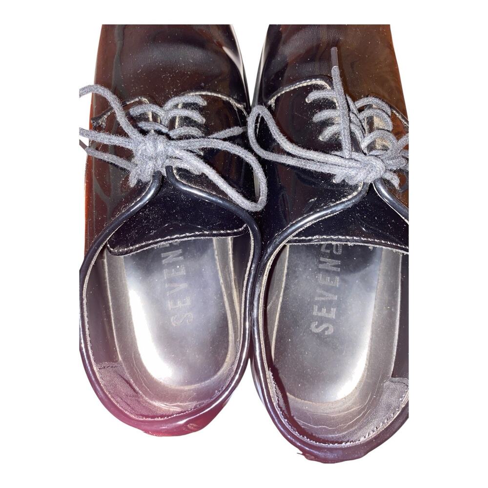 Seven 26 Black Patent Faux Leather Lace Up Oxford Dress Shoes Mens Size 7M - Picture 5 of 7